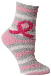 Yacht & Smith Women's Assorted Colored Warm & Cozy Fuzzy Breast Cancer Awareness Socks