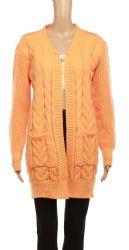 24 Pieces Women's Long Sleeve Cable Knit Long Cardigan Sweaters With Pockets - Womens Sweaters & Cardigan