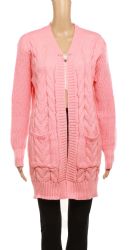 24 Pieces Women's Long Sleeve Cable Knit Long Cardigan Sweaters With Pockets - Womens Sweaters & Cardigan
