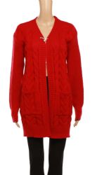 24 Pieces Women's Long Sleeve Cable Knit Long Cardigan Sweaters With Pockets - Womens Sweaters & Cardigan
