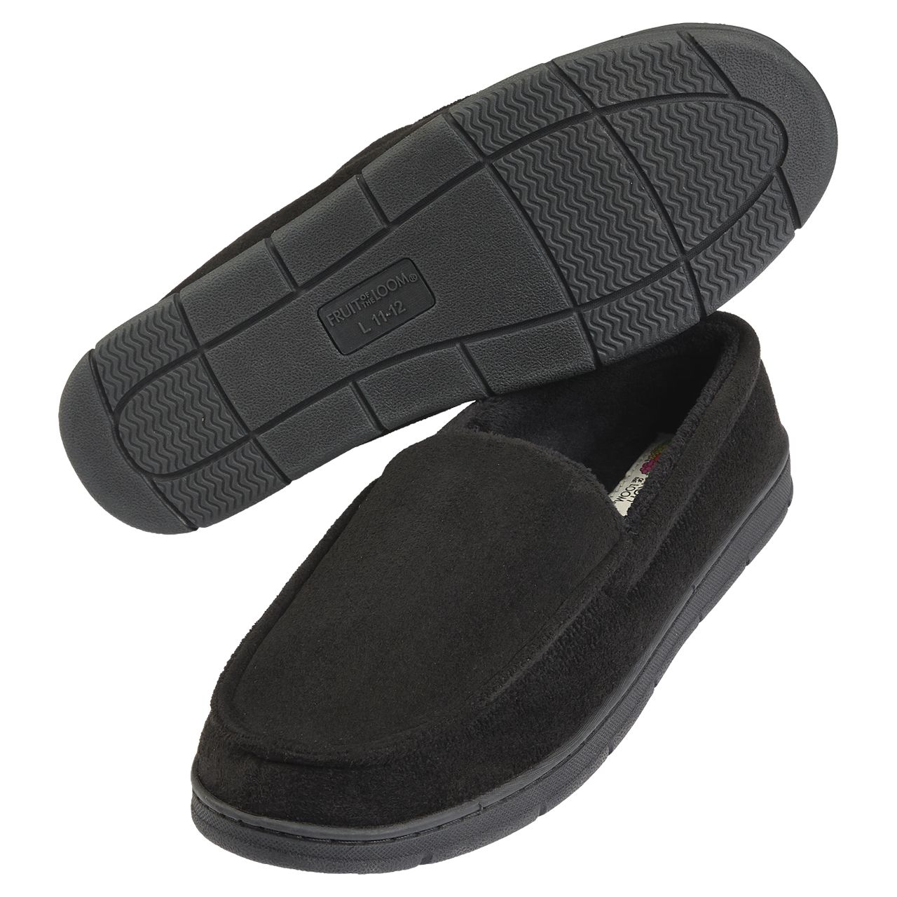 12 pieces Fruit Of The Loom Mens Microsuede Memory Foam Slippers - Store