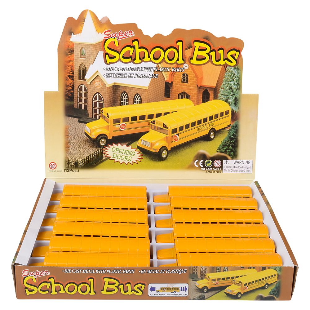 72 of 7 inch DiE-Cast Pull Back School Bus