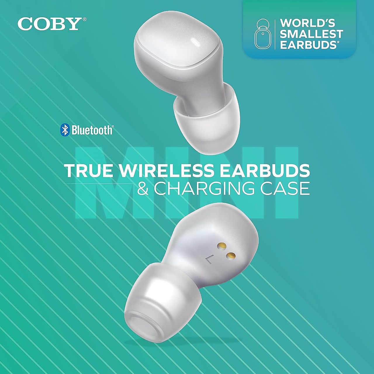 24 pieces Coby Mini True Wireless Bluetooth Earbuds With Charging Case - White - Headphones and Earbuds
