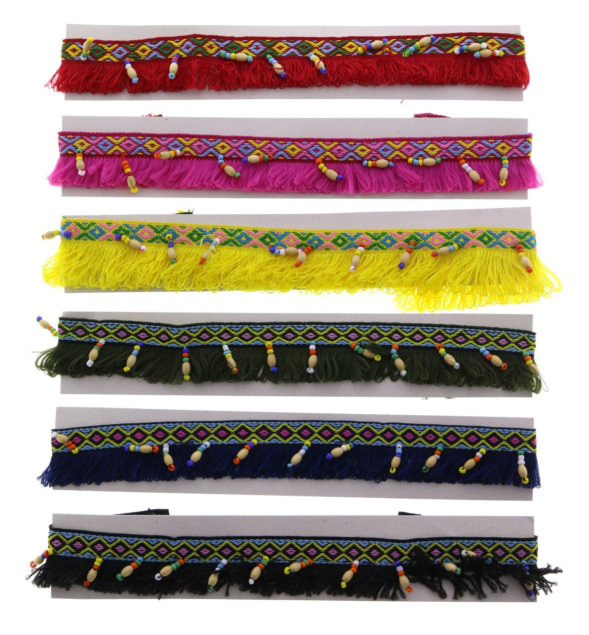 60 Wholesale Assorted Color Cloth With Embroidery And Multi Color Beads Necklace