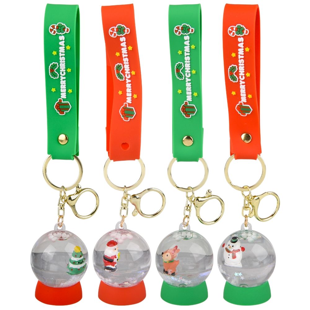 144 Wholesale 2-inch Christmas Liquid Snow Globe Wristlet Clip Oon