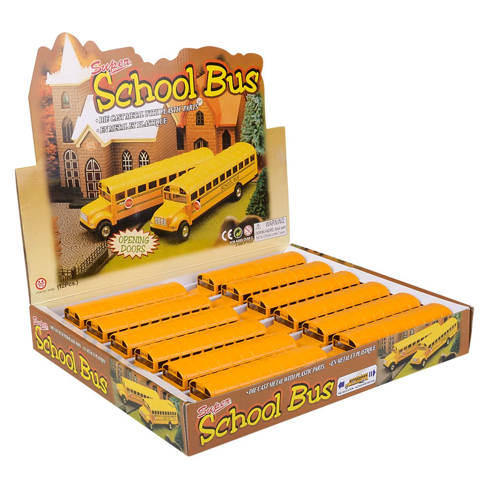 72 of 7 inch DiE-Cast Pull Back School Bus