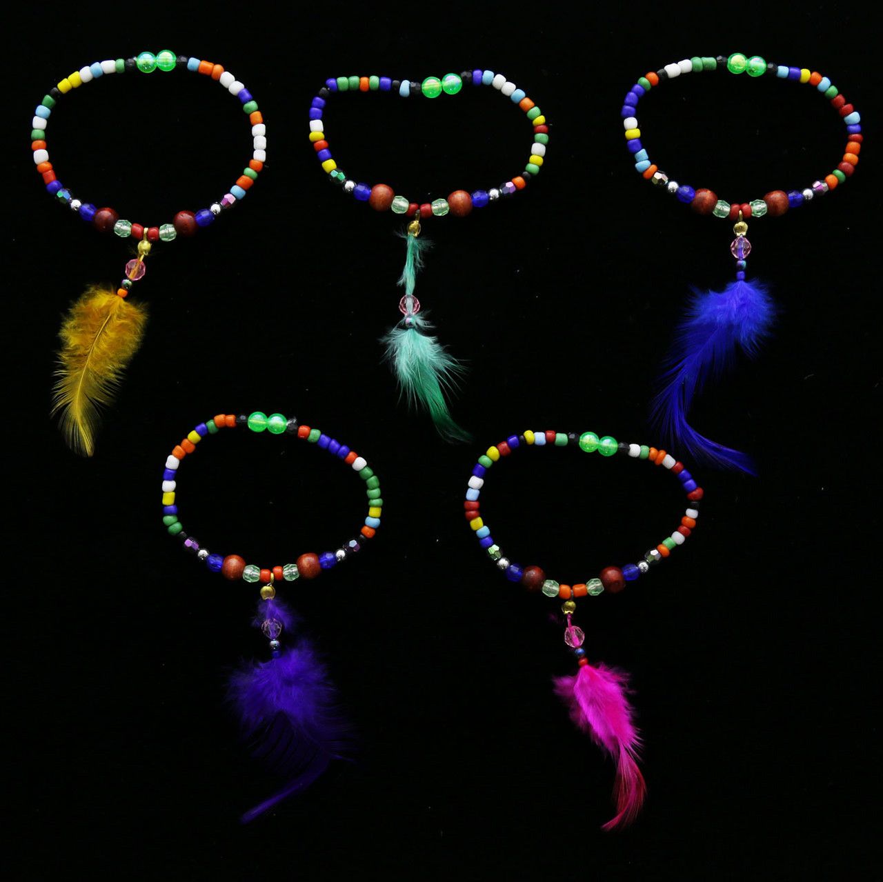 60 Wholesale Multi Color Seed Beads On Elastic Bracelet