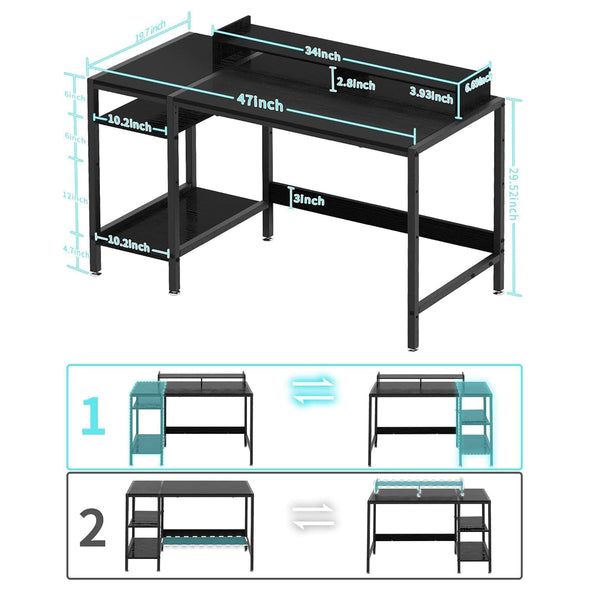 2 Wholesale Minosys 47 Inches Office Desktop With Storage And Monitor Stand