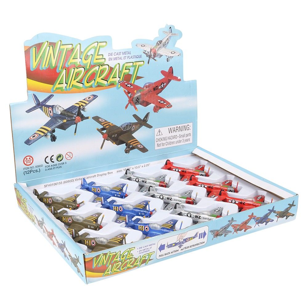 144 Pieces 5" DiE-Cast Pull Back Vintage Plane - Car, Planes, Trains & Bikes