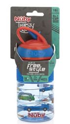 12 Wholesale Nuby FliP-It Freestyle Hard Straw Cup Blue Cars for 18 months up
