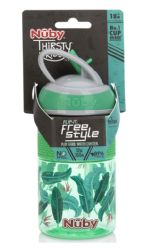 12 Wholesale Nuby FliP-It Freestyle Hard Straw Cup Green Leaves for 18 months up