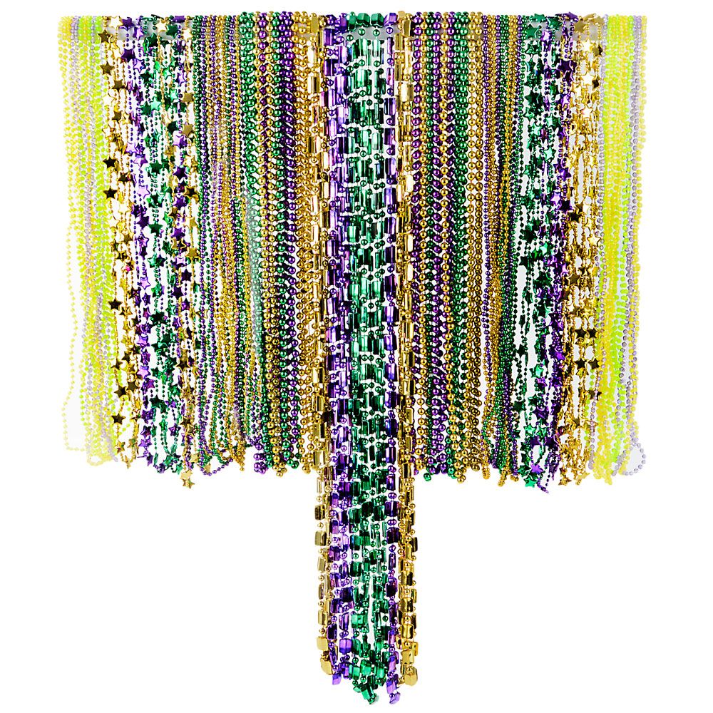 600 Pieces 100 Pc Mardi Gras Bead Necklace Asst 24"-48" - Costumes & Accessories