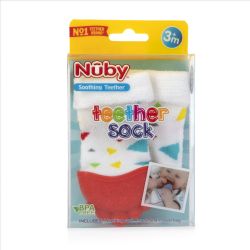 4 Wholesale Nuby Soothing Teether Sock Red Triangles 3 Months up