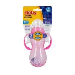 24 Wholesale Nuby 3 Stage Tritan Grow With Me NO-Spill Bottle To Cup, 10 Oz Pink