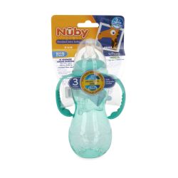 24 pieces Nuby 3 Stage Tritan Grow With Me NO-Spill Bottle To Cup, 10 Oz, Aqua - Baby Bottles
