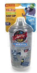 24 Wholesale Nuby 10oz Light Up Cup, NO-Spill, Gray, Movies