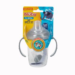 24 Wholesale Nuby 8oz 2 Handle Tritan Spout, 360 Weighted Straw, Grey