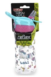 48 Wholesale Nuby 18oz FliP-It Reflex Straw Cup, Unicorn for 18 months up
