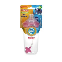 24 Wholesale Nuby NO-Spill Cup With Silicone Spout And 360 Weighted Straw 10 Oz Pink