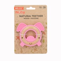 36 Wholesale Nuby Wood+ Silicone Animal Natural Teether/pig