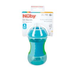 12 Pieces Nuby Sili Bands 10oz Soft Spout Cup With Silicone Band Around The Middle - Aqua - Baby Accessories