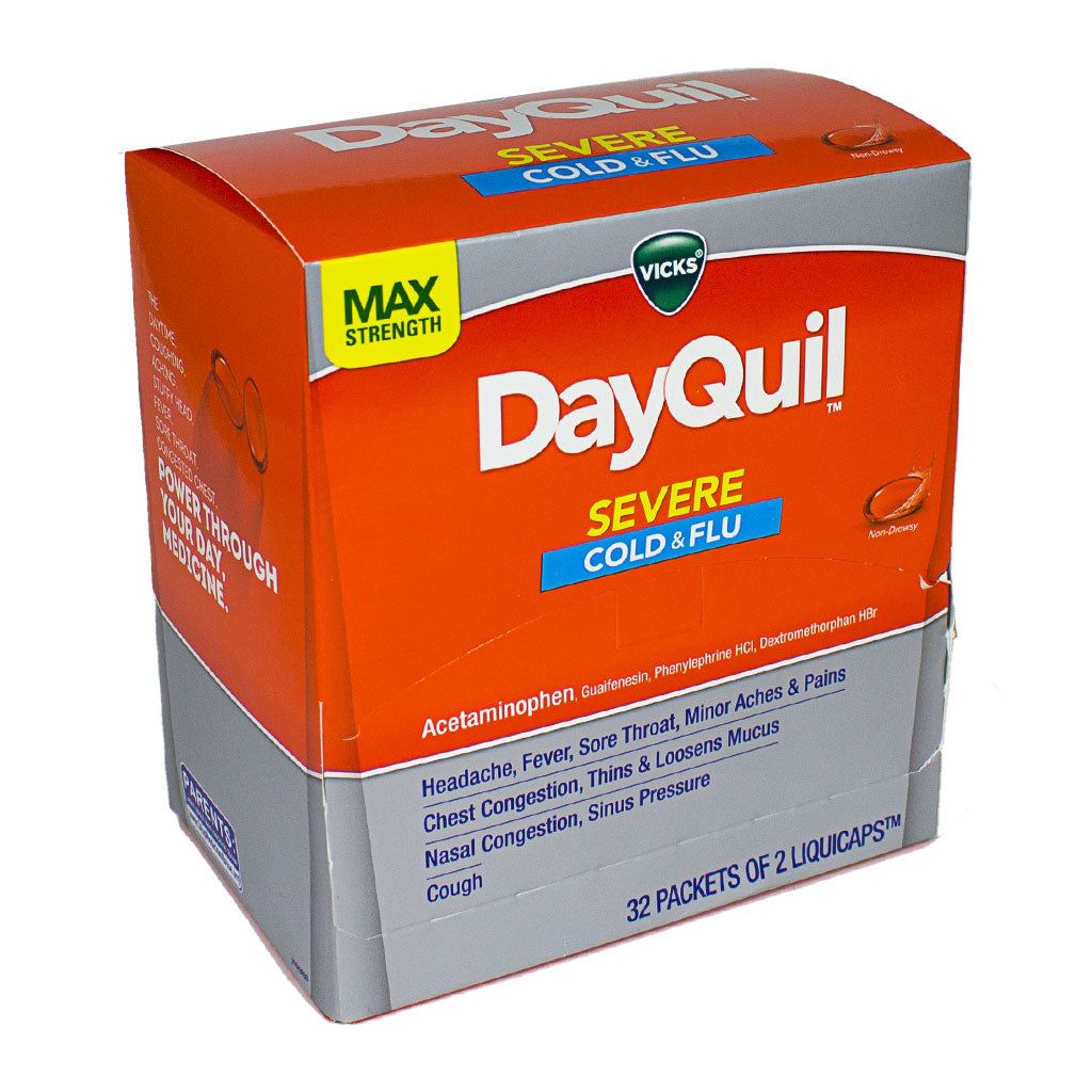 32 Pieces Travel Size Severe Cold & Flu Liquicaps - Pack Of 2 - Pain & Allergy Relief for Donation