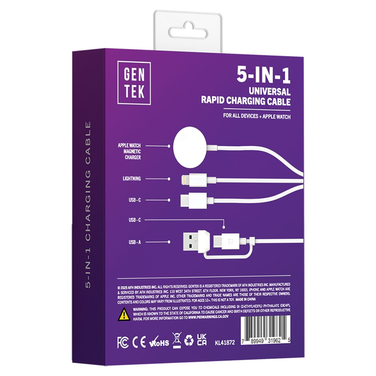 48 pieces Gen Tek 5-IN-1 Universal Rapid Charging Cable - 4 ft - Wires and Cables