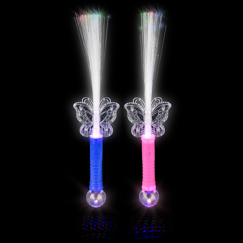 96 pieces 14.5" LighT-Up Butterfly Fiber Wand - Light Up Toys