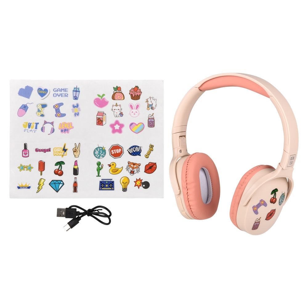 24 of Gentek Wireless Headphones With Stickers (pink)