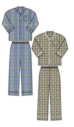 48 Sets of 2 Piece Mens Long Sleeve Pajama Set Assorted Colors Size X Large