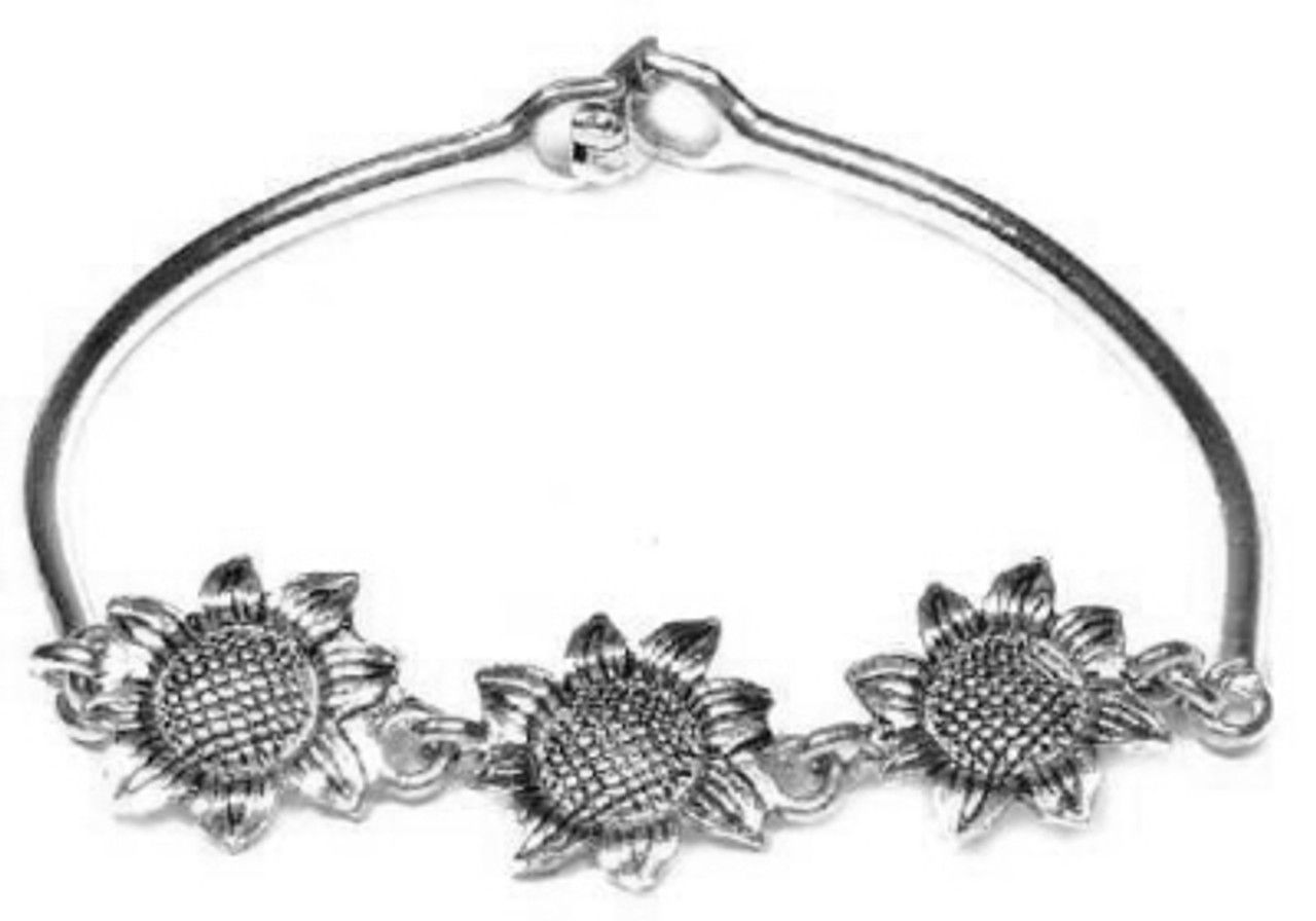 60 Wholesale Silvertone Cast Bracelet With Silvertone Cast Flowers