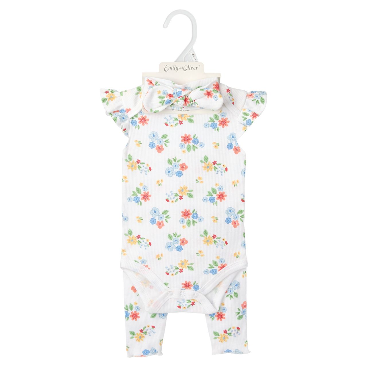 36 pieces Ribbed Cotton 3-Piece Baby Clothing Set - Floral Print - Baby Apparel