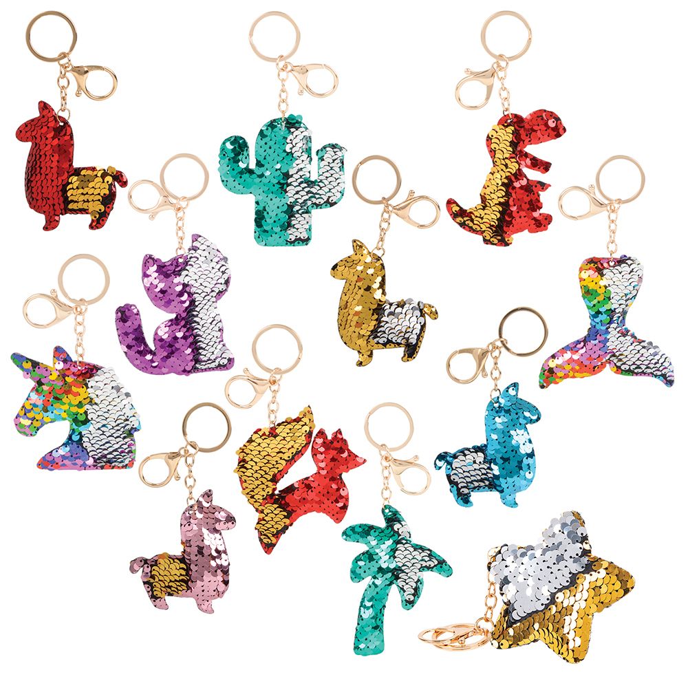 288 pieces 3" Flip Sequin Keychain Assortment (36pcs/un) - Key Chains
