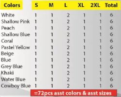 72 Pieces of Mens Long Sleeve Button Down Solid Color Shirts