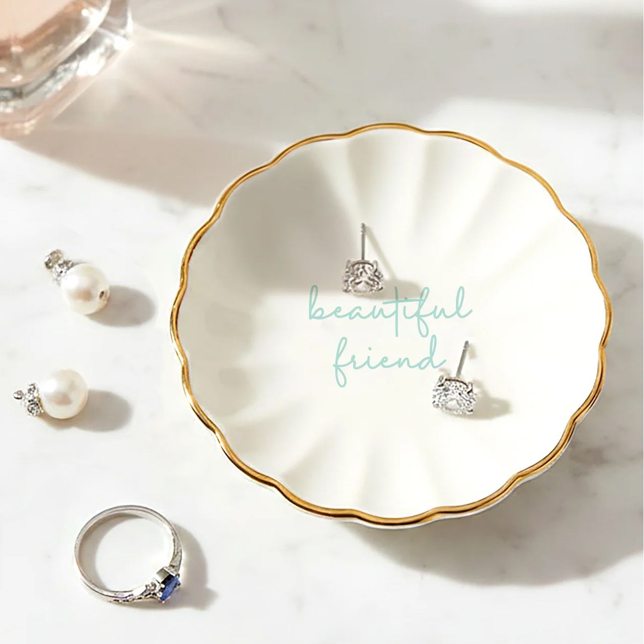 72 pieces Trinket Dish & Cz Stud Earring Gift Set - Beautiful Friend - Earrings