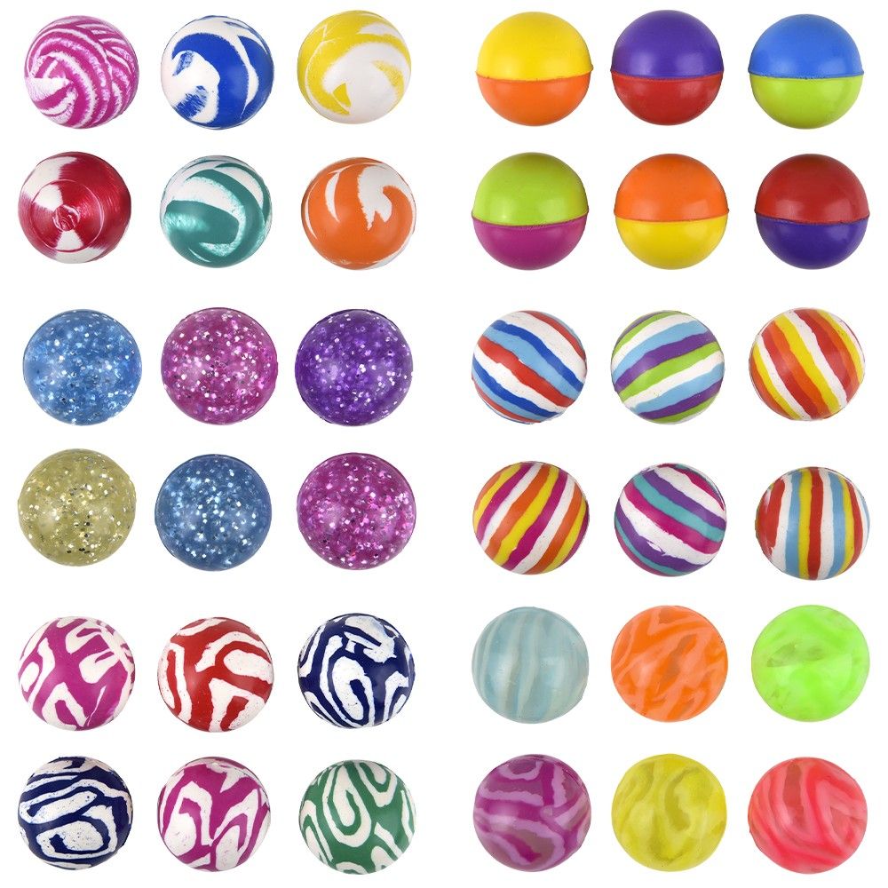 96 pieces 1.25"(32mm) HI-Bounce Balls AssortmenT-Carded - Balls