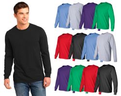 36 Wholesale Mens Cotton Long Sleeve Tee Shirt Assorted Colors Size X-Large