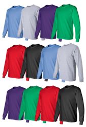 36 Wholesale Mens Cotton Long Sleeve Tee Shirt Assorted Colors Size X-Large