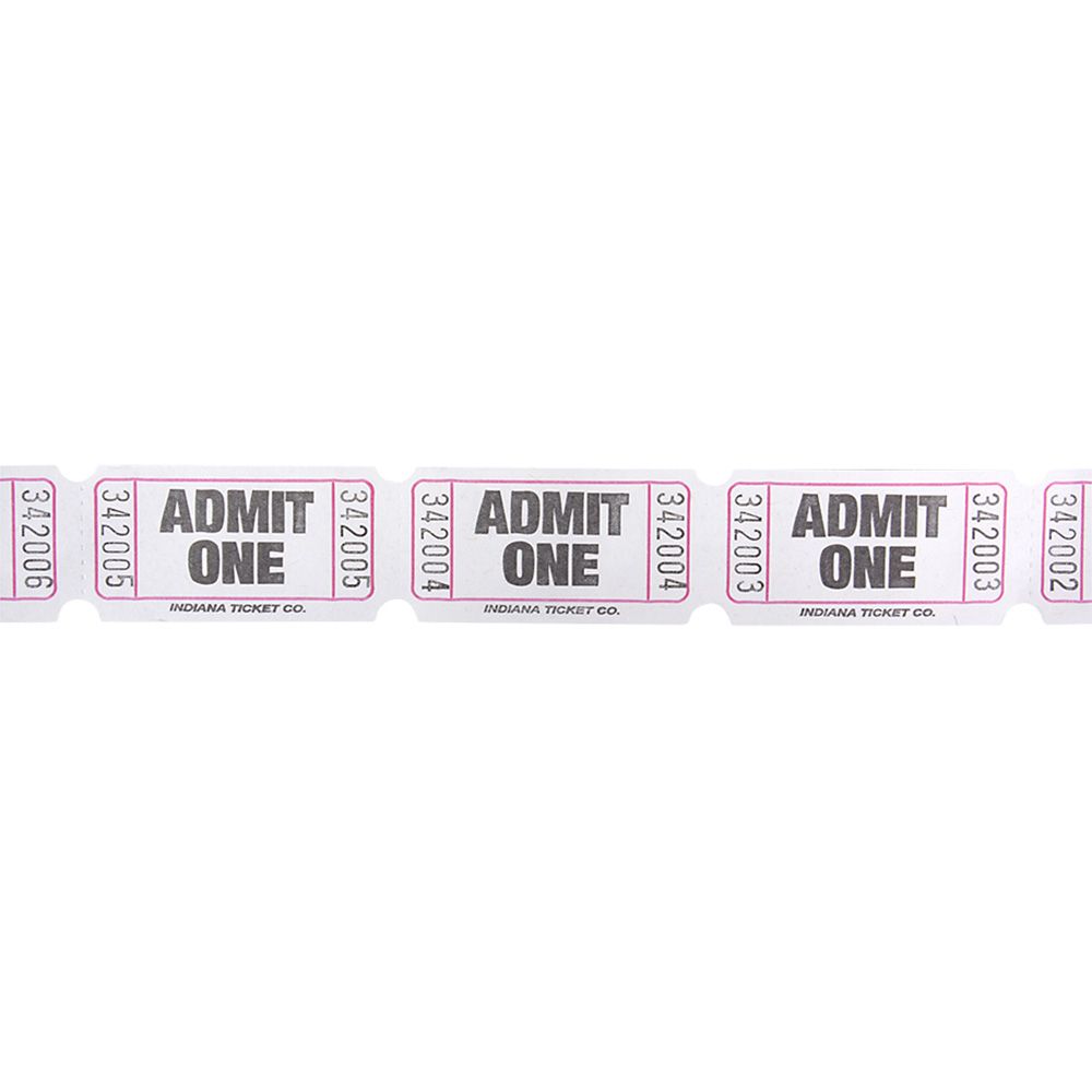 40 pieces Admit One Single Ticket Rolls White - Party Paper Goods