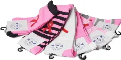 Yacht & Smith Printed Breast Cancer Awareness Socks, Pink Ribbon Women Crew Socks