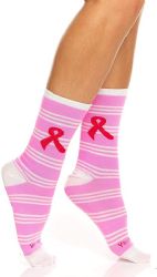 24 Pairs Yacht & Smith Printed Breast Cancer Awareness Socks, Pink Ribbon Women Crew Socks - Breast Cancer Awareness Socks