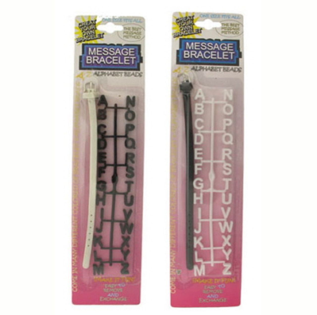 60 Wholesale Black And White Colored Rubber Alphabet Message Bracelet