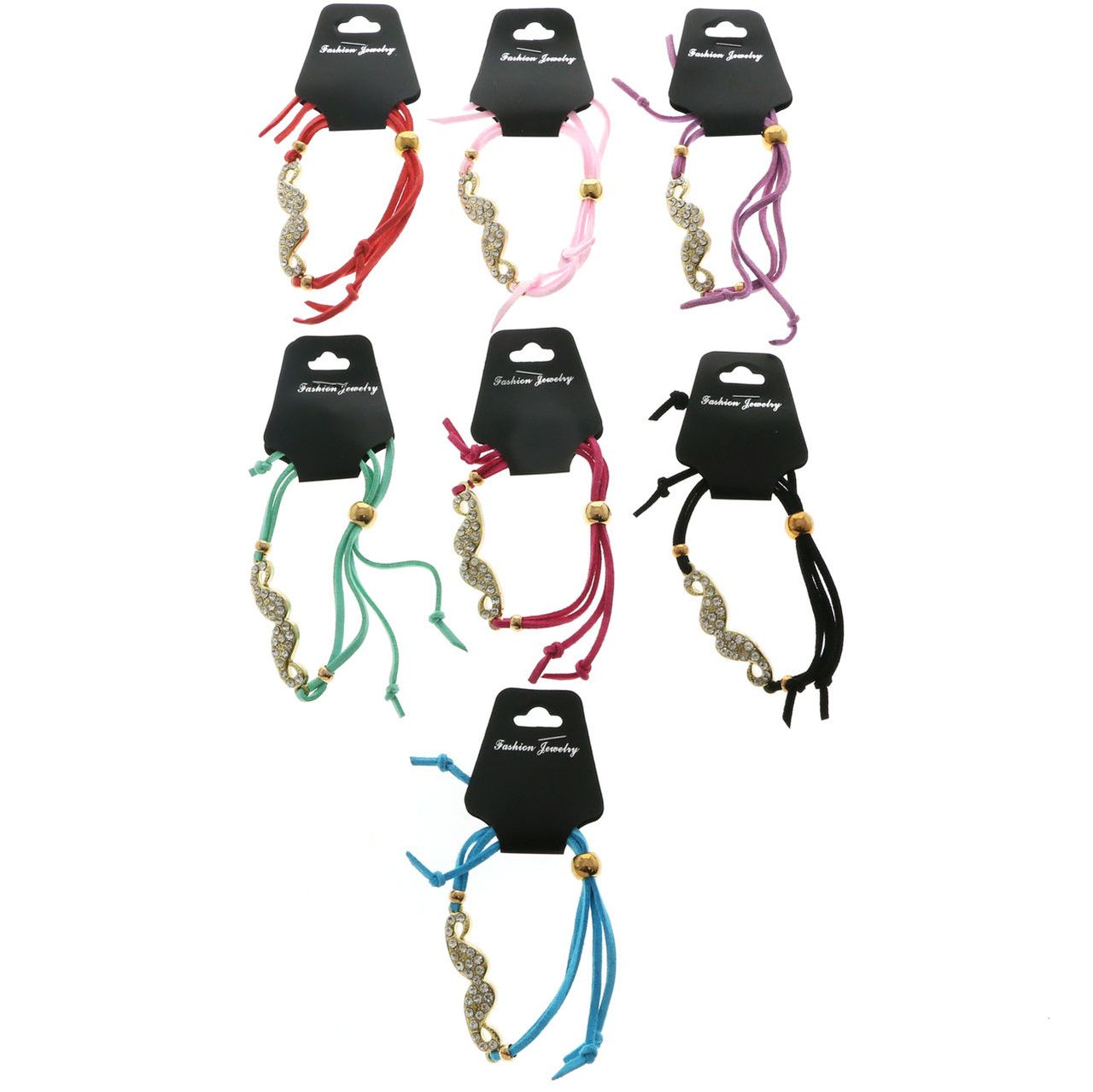 60 Wholesale Assorted Colored Rope Bracelets With Mustaches