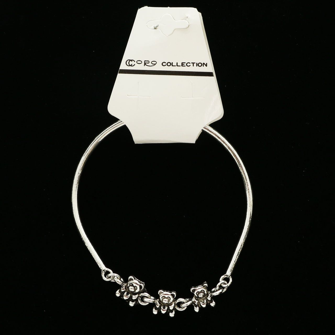 60 Wholesale Antique Silvertone Cast Bracelet With Silvertone Bears