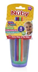 72 pieces Nuby Wash Or Toss Cups With Straw + Lid 10 Oz (4-Pk) - Baby Accessories
