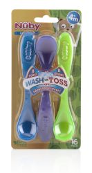 72 pieces Nuby Wash Or Toss Forks And Spoons (16-Pk) - Baby Utensils