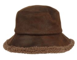 12 Pieces Faux Leather Winter Warm Bucket Hats Assorted - Bucket Hats