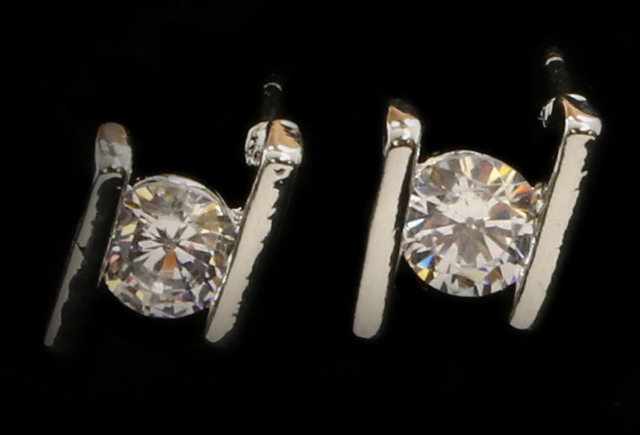 60 Wholesale Silver Tone Cubic Zirconia Stud Earrings
