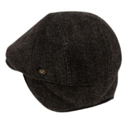 12 Pieces Herringbone Wool Flat Ivy Caps W/ Earflap - Fedoras, Driver Caps & Visor