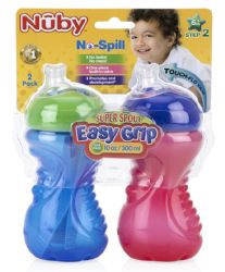 24 pieces Nuby NO-Spill Easy Grip Cup, 10 Oz (blue/red 2-Pk) - Baby Accessories